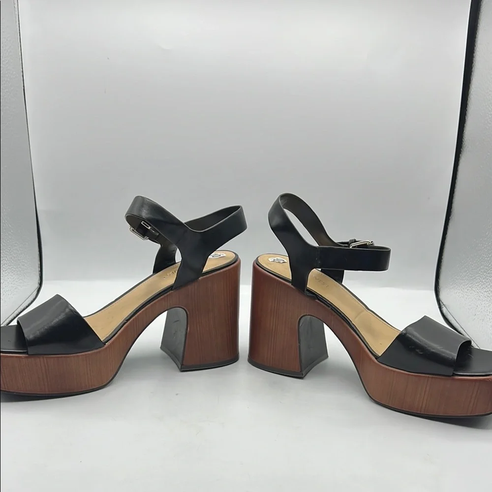 Nine West Sz‎ 10 Openit 9 Black and Brown Platform Sandals NEW